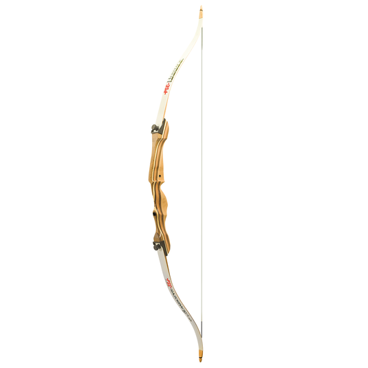Image of a PSE Plus Arc Recourbé Razorback 54-inch bow, showcasing its sleek design and craftsmanship, ideal for archery enthusiasts.