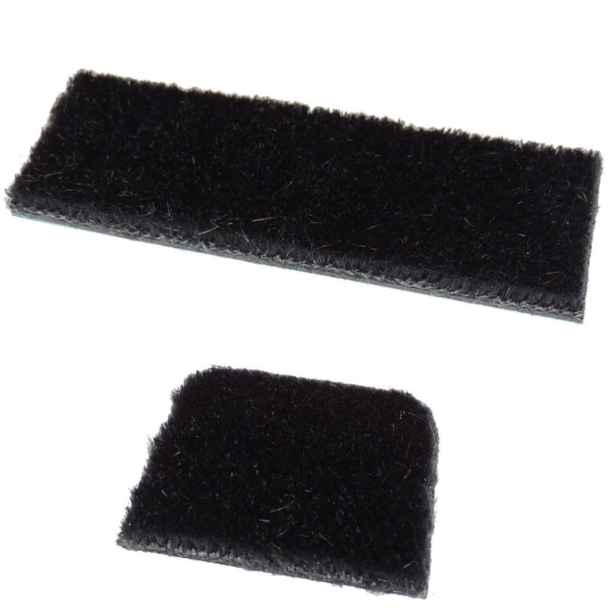 Two-piece traditional shelf rest in black, featuring a plus sign and a black arrow.