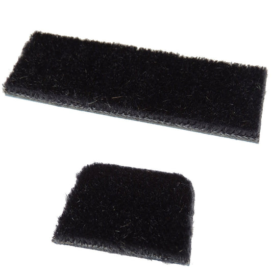 Two-piece traditional shelf rest in black, featuring a plus sign and a black arrow.