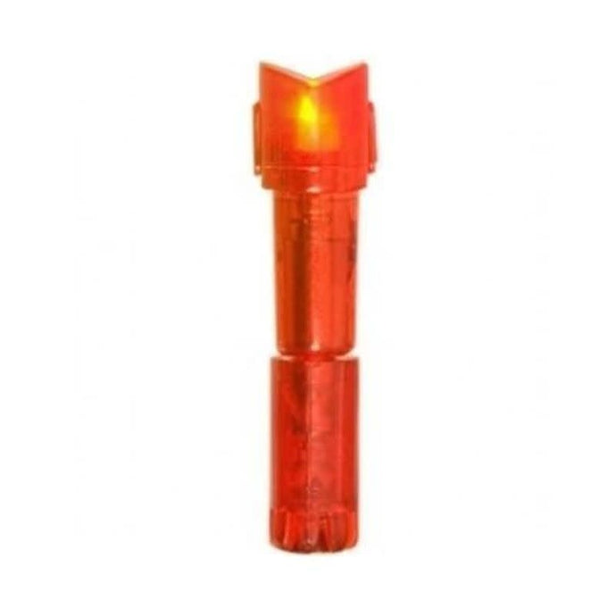 Three-pack of Carbon Express Plus Launchpad Crossbolt lighted nocks in red, designed for enhanced visibility and precision in archery.