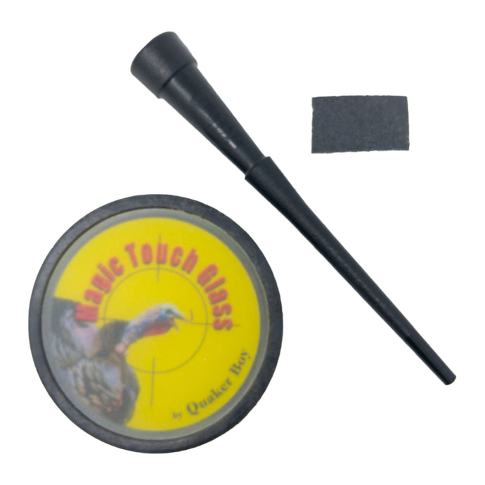 Quaker Boy friction call with Magic Touch Glass, showcasing a sleek design and vibrant colors, ideal for outdoor enthusiasts and hunters.