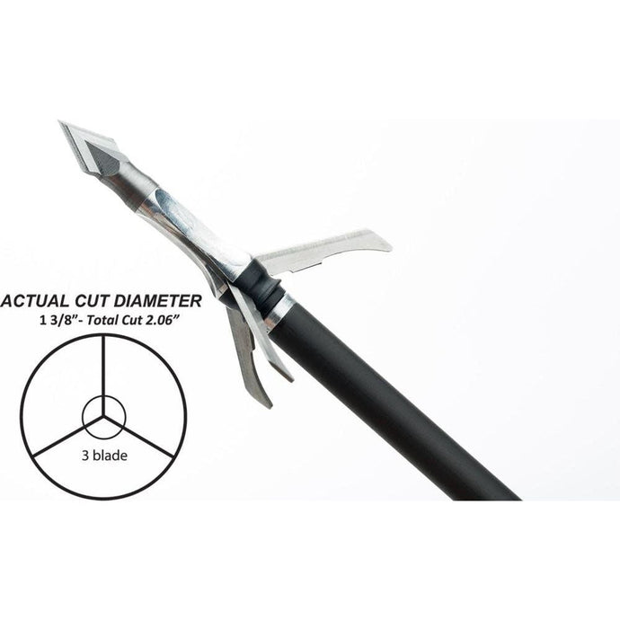 Grim Reaper broadhead paired with Razorcut 100-grain 1 3/8 inch hunting points, showcasing a sharp, durable design ideal for precision archery and big game hunting.