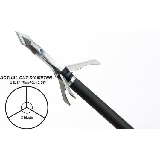 Grim Reaper broadhead paired with Razorcut 100-grain 1 3/8 inch hunting points, showcasing a sharp, durable design ideal for precision archery and big game hunting.