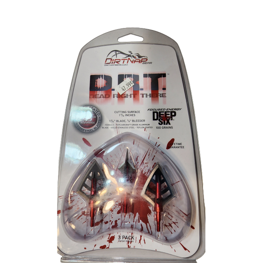 Three-pack of D.R.T. 100g hunting points for D6 arrows, designed for precision and performance.