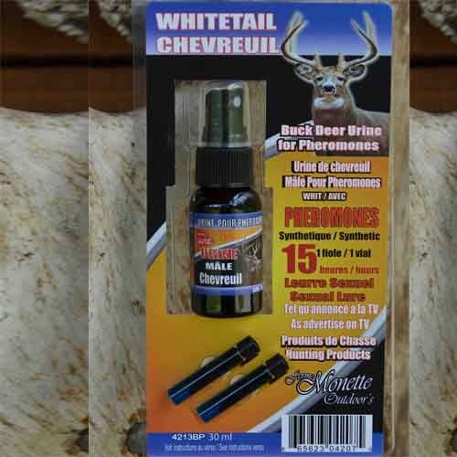 Ferme Monette plus Ens. 2 Phéromones and 30 ml of male deer urine for effective wildlife attraction.