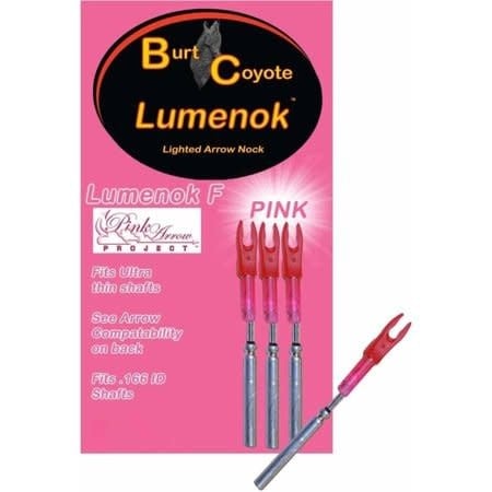 Three-pack of Burt Coyote Lumenok .166 ID arrow nocks, designed for enhanced visibility and precision in archery.
