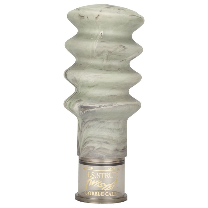 Close-up of the Hunters Specialties Thunder Twister Gobble Call, showcasing its realistic design and vibrant colors, set against a natural outdoor background, ideal for turkey hunting enthusiasts.