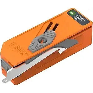 Outdoor Edge utility knife with 3-inch blade and 12 replacement blades, showcasing its ergonomic design and versatility for outdoor tasks.