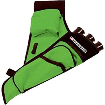 Bohning Plus 3 Tube Quiver in Left-Handed Junior Green, showcasing a sleek design with three durable tubes for arrow storage, featuring a secure mounting system and vibrant green color ideal for youth archers.