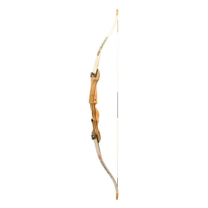 Image of a PSE Plus Arc Heritage Razorback Jr. bow, 54 inches in length and 15 pounds in draw weight, designed for archery enthusiasts, featuring a sleek design and vibrant colors.