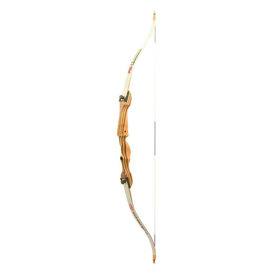 Image of a PSE Plus Arc Heritage Razorback Jr. bow, 54 inches in length and 15 pounds in draw weight, designed for archery enthusiasts, featuring a sleek design and vibrant colors.