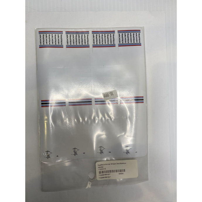 Tradtech Plus and Tradtech Arrow Wraps 2nd Edition in white, showcasing a sleek design for archery enthusiasts.