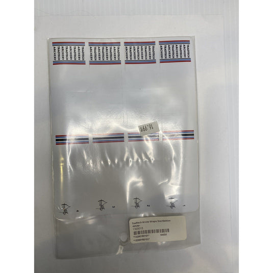 Tradtech Plus and Tradtech Arrow Wraps 2nd Edition in white, showcasing a sleek design for archery enthusiasts.