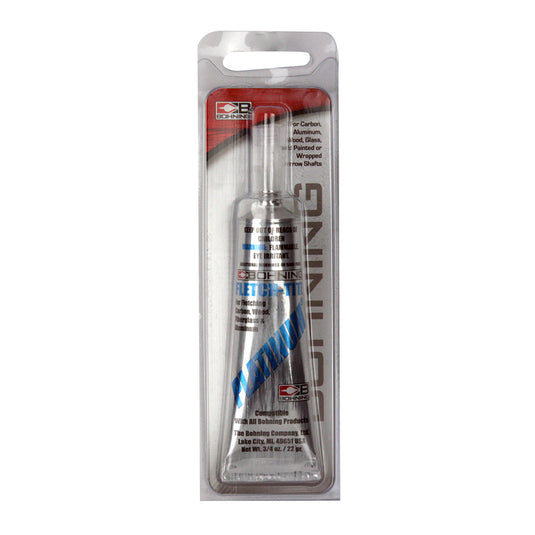 Bohning Plus Colle Fletch-Tite Platinum 3/4oz adhesive bottle for archery fletching.