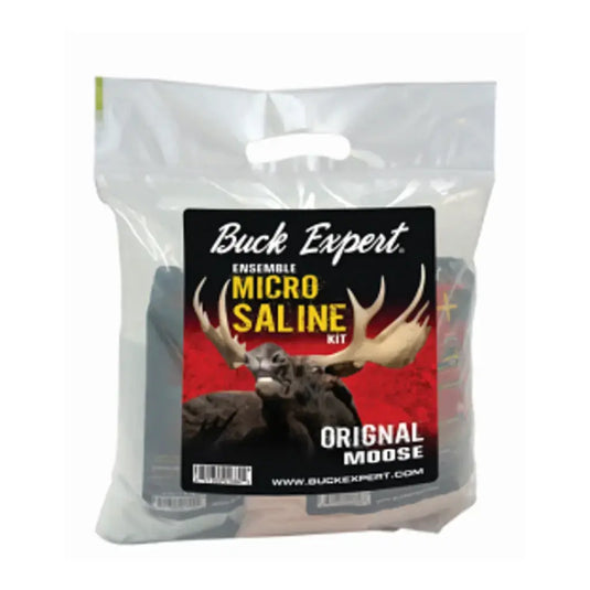 Close-up of Buck Expert Plus Ensemble Micro Saline Original packaging, showcasing its sleek design and informative labeling, highlighting its features and benefits for optimal use.
