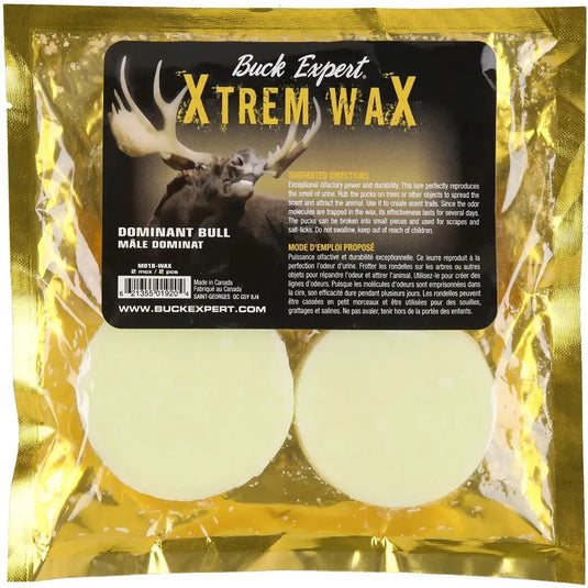 Image of Buck Expert Plus synthetic urine for moose, X-Trem Wax, designed for male dominance in wildlife attraction.