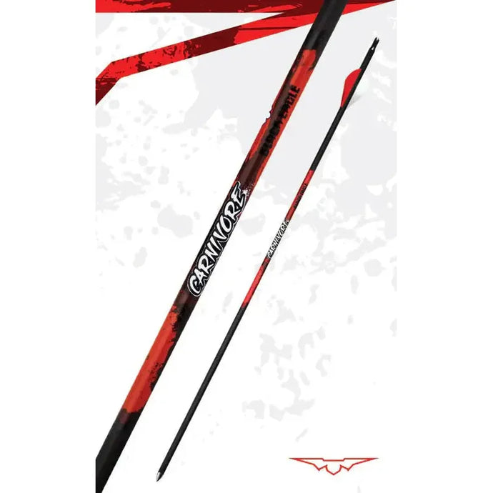 Black Eagle Carnivore arrows, 30-50 lbs, .001 precision, packaged in a set of 6.