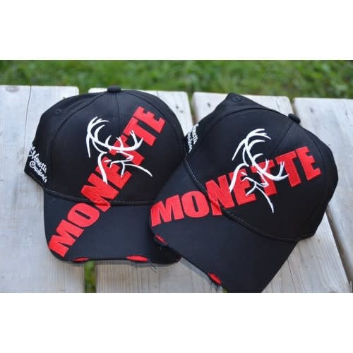Ferme Monette logo featuring a cap, showcasing a rustic farm setting with vibrant crops and a clear blue sky.
