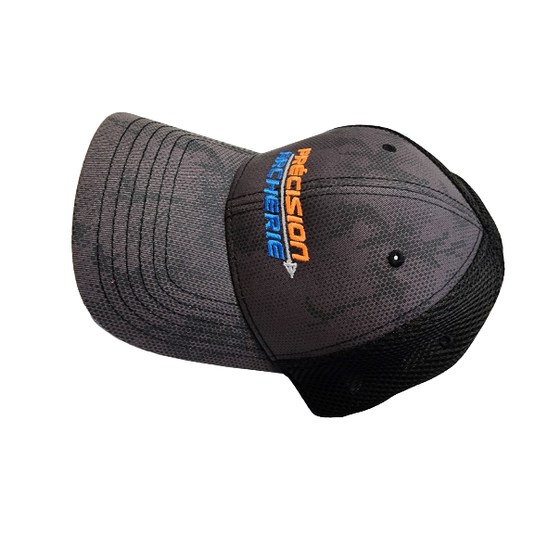 Orange and gray Casquette Precision archery cap designed for optimal comfort and performance.