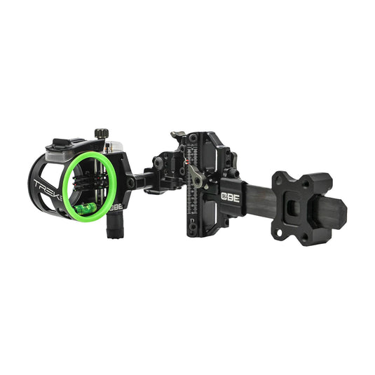 Image of a CBE Mire Trek Pro right-handed bow sight with .019 pins, showcasing its precision and design features.