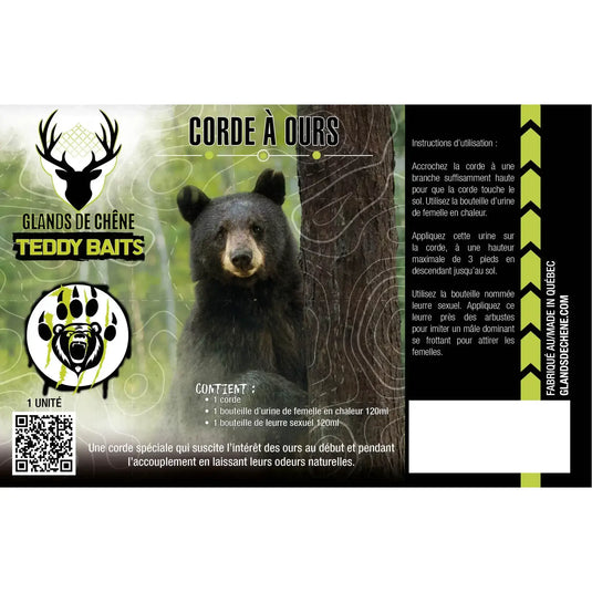 Natural acorn products combined with teddy bear rope bait for effective wildlife attraction.
