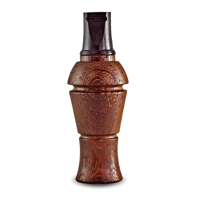 Stylish Recall Designs furniture featuring a wenge finish, complemented by a crow call device, showcasing a modern and elegant aesthetic.
