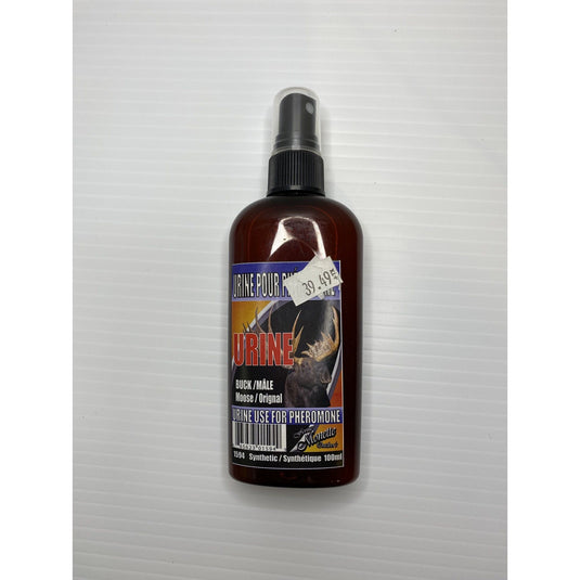 100ml bottle of Ferme Monette male deer pheromone urine attractant, designed for effective wildlife hunting.