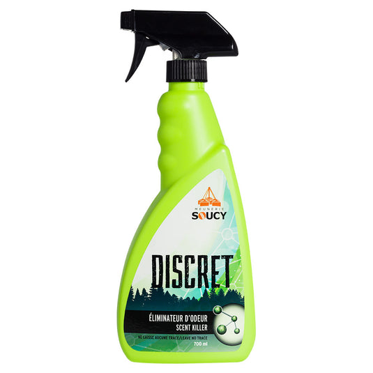 Meunerie Soucy discreet scent killer 800ml bottle designed for effective odor elimination in various environments.
