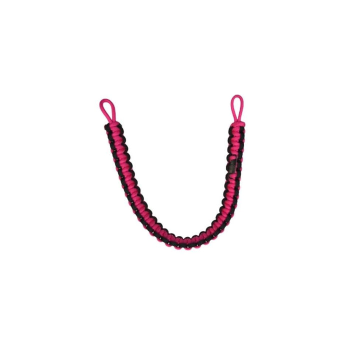 Les Produits Sam Hunting featuring a vibrant pink and black wrist strap.