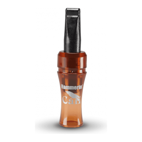 Hunters Specialties turkey locator call in use, showcasing its design and functionality for attracting wild turkeys in a natural outdoor setting.