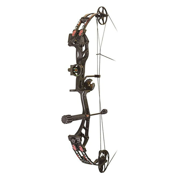 PSE Plus Stinger Max Ready To Shoot compound bow for left-handed users, set at 70 pounds, showcasing its sleek design and advanced features.