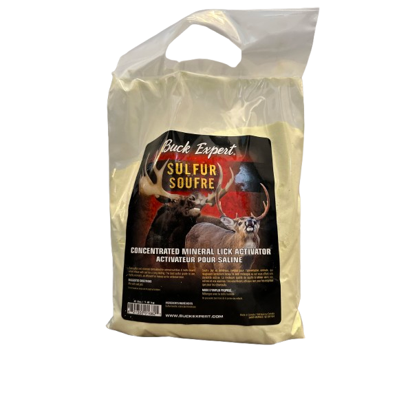 4 lb package of Buck Expert Plus Sulfur and Minerals, designed for optimal animal health and nutrition.