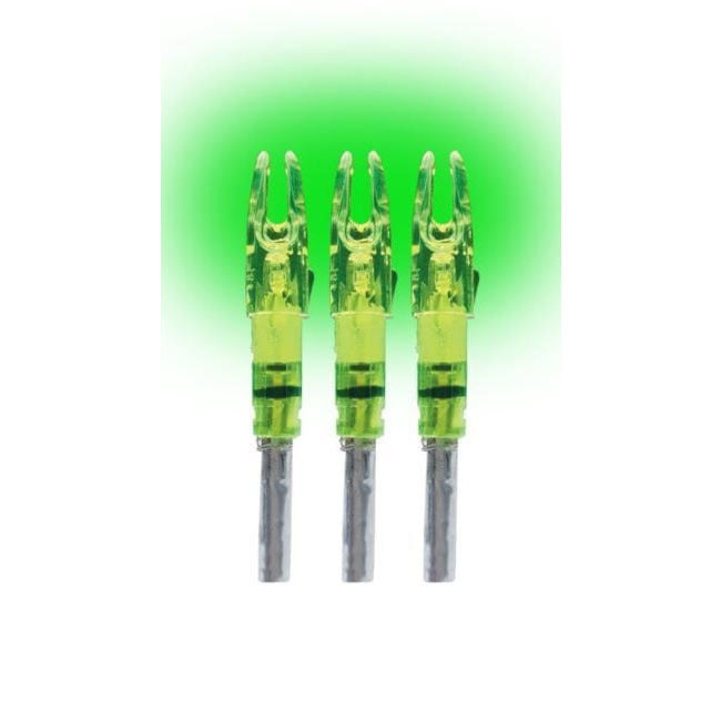 Burt Coyote Lumenok Verts Pack of 3 - High-visibility arrow nocks designed for enhanced tracking and accuracy in archery.