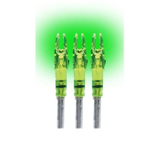 Burt Coyote Lumenok Verts Pack of 3 - High-visibility arrow nocks designed for enhanced tracking and accuracy in archery.