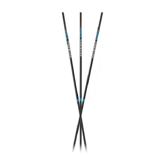 Carbon Express Plus Fà»ts Maxima BLU RZ Select 250 arrows in a dozen packaging, showcasing their sleek design and advanced technology for optimal performance in archery.