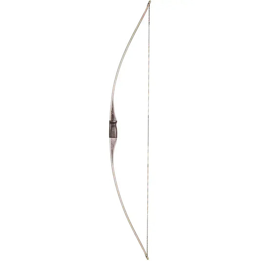 Bear Archery Montana longbow with a sleek design, showcasing its smooth wooden finish and traditional craftsmanship, set against a natural outdoor backdrop.