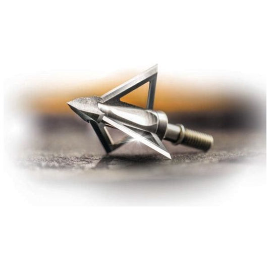 Wasp plus Mortem fixed blade broadheads, 1 1/8" stainless steel blades, .032" thickness, 100 grain, pack of 3.