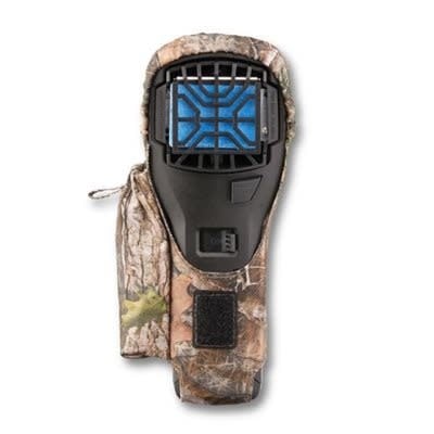 Thermacell MR300 portable mosquito repellent device with holster, designed for outdoor use, featuring a sleek design and easy-to-carry functionality.