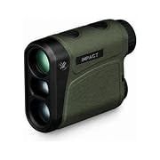 Vortex Optics Impact® 1000 rangefinder with sleek design, featuring a digital display and ergonomic grip, set against a natural outdoor backdrop.
