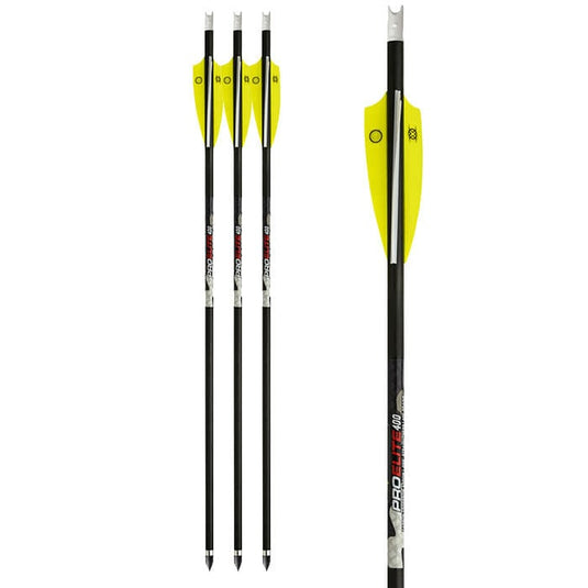 Tenpoint Plus Pro Elite 400 20-inch crossbow bolts, packaged in a set of 6, showcasing their sleek design and precision engineering.