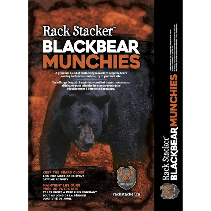 A playful black bear surrounded by colorful snack wrappers and a stack of vibrant toy blocks, showcasing a whimsical and fun atmosphere.