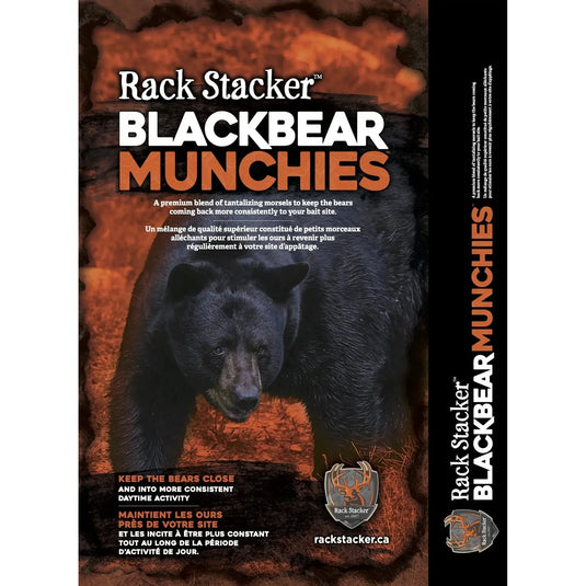 A playful black bear surrounded by colorful snack wrappers and a stack of vibrant toy blocks, showcasing a whimsical and fun atmosphere.