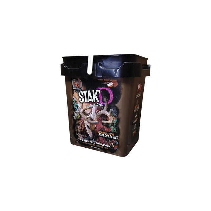 Rack Stacker plus Mineral Fountain - Stak'D 20lb pail, showcasing a durable container designed for easy stacking and dispensing of mineral supplements for livestock.