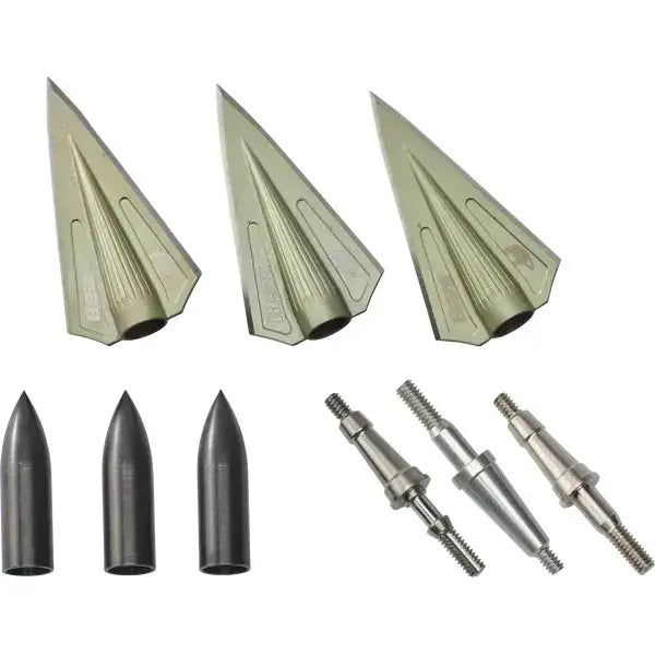 Bear Archery bow with Razorhead double bevel broadhead kit, showcasing precision hunting equipment for archery enthusiasts.