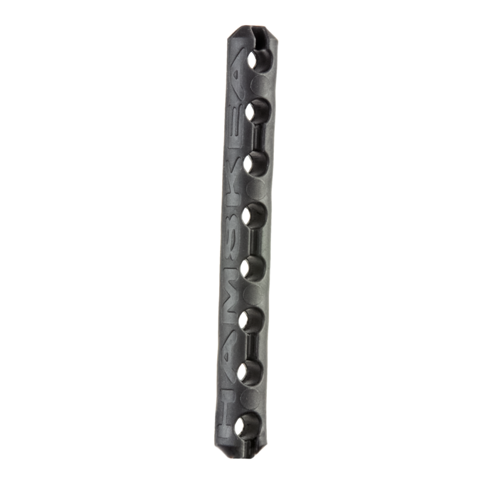 Hamskea Archery Plus Rebound Dampener installed on a bow, showcasing its sleek design and functionality for improved performance and vibration reduction during shooting.