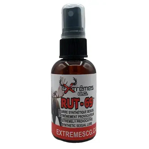 60ml bottle of Extreme CG Plus Rut-69, featuring a sleek design with vibrant colors, showcasing its unique label and product details, set against a clean, neutral background.