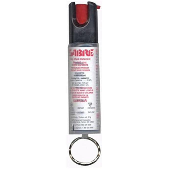 Sabre aerosol keychain dog and coyote repellent 22g, featuring a compact design for easy carrying and quick access.