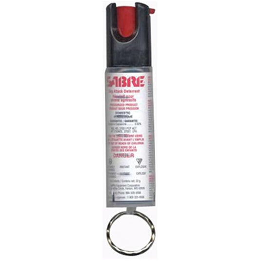 Sabre aerosol keychain dog and coyote repellent 22g, featuring a compact design for easy carrying and quick access.