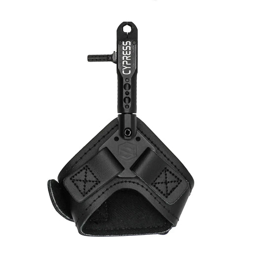 Scott Archery Plus Release Cypress Double Jaw Buckle Strap in Black, showcasing a durable design for archery enthusiasts.