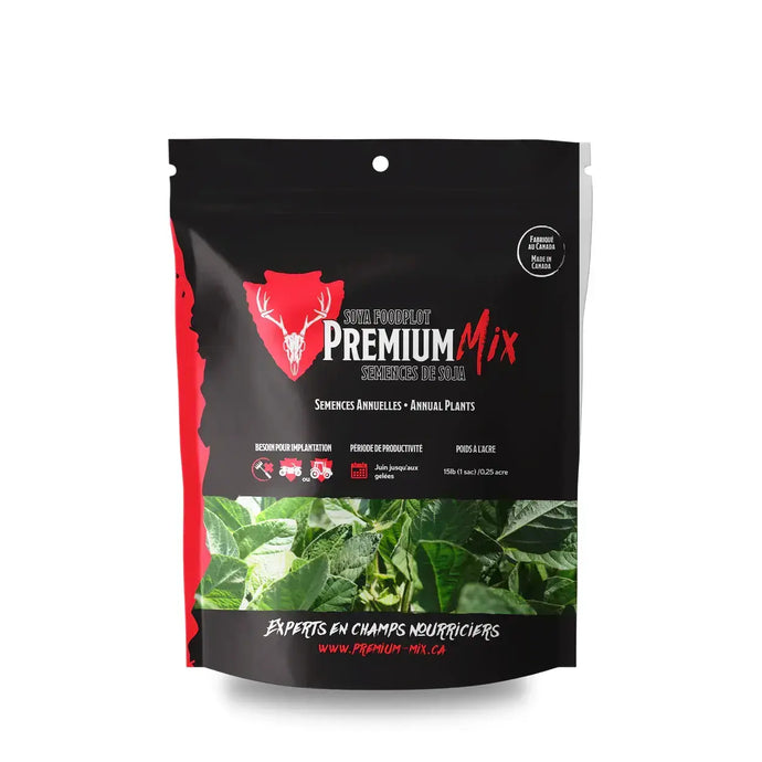 Premium-Mix plus Mélange Soja 2.0: A vibrant blend of high-quality grains and soy, showcasing a colorful assortment of seeds and legumes in a rustic wooden bowl, emphasizing its nutritious and wholesome ingredients.